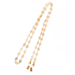 Golden peace sign chain for glasses or face masks with adjustable silicone loops