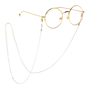 Fashion gold eyewear chain with crystal beads and minimalist round glasses frames