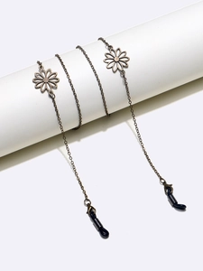 Vintage Bronze Metal Glasses Chain Anti-slip Eyeglass Lanyard With Hollow Daisy Flower Charms For Sunglasses Holder