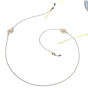 Punk antique gold flower glasses chain with daisy charms and non-slip silicone loops