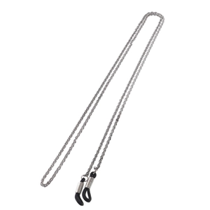 Silver stainless steel twisted chain for sunglasses with black anti-slip silicone loops