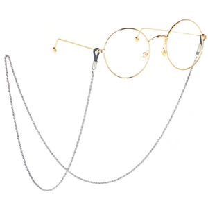 Stainless Steel Glasses Chain Non Slip Eyeglass Strap Sunglasses Holder Anti Lost Lanyard With Silicone Loops Simple Style