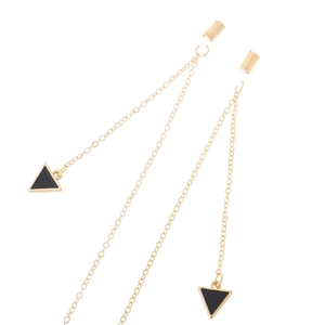Golden eyewear chain with black triangle charms and anti-slip silicone loops