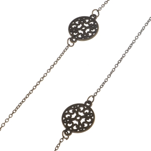 Chaîne à lunettes rétro bronze avec pendentifs ronds ajourés en métal punk