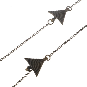 Catenella per occhiali vintage in bronzo con ciondoli triangolari e maglie in metallo
