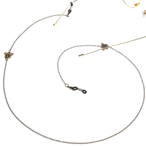 Chaîne de lunettes vintage papillon en bronze avec boucles antidérapantes pour solaires