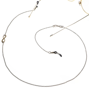 Retro bronze infinity symbol glasses chain with non-slip rubber loops for sunglasses