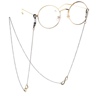 Retro round gold glasses with infinity symbol metal anti-slip eyewear chain accessory