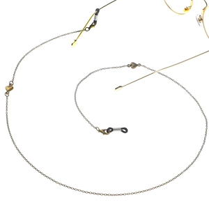Chaîne de lunettes vintage en bronze avec cœurs et boucles antidérapantes