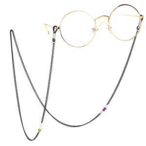 Fashion Glasses Chain Metal Link With Colorful Crystal Beads Anti-Lost Eyewear Lanyard For Sunglasses Reading Glasses