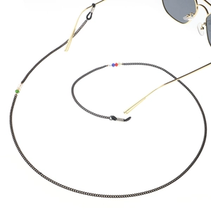 Fashionable black chain eyewear strap with colorful crystal beads for glasses