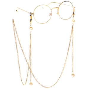 Chaîne De Lunettes Rétro En Métal De Cuivre Avec Fausses Künstliche Perles Cordon Lunettes Antidérapant Pour Femme