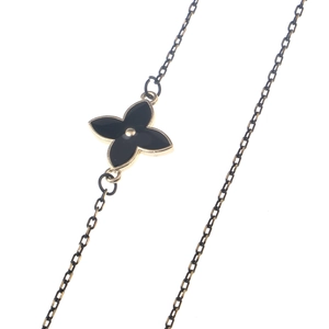 French vintage eyewear chain with gold quatrefoil clovers and black enamel details