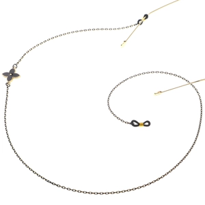 Elegant Metal Glasses Chain Anti-Lost Eyewear Lanyard With Black Enamel Four Leaf Clover For Women Reading Sunglasses Holder