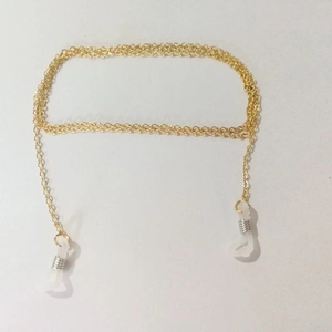 Golden chain for sunglasses with non-slip silicone loops for eyewear security