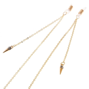 Metal Eyewear Chain With Cone Pendant Rhinestone Non-Slip Silicone Loops Sunglasses Strap Holder Fashion Accessories