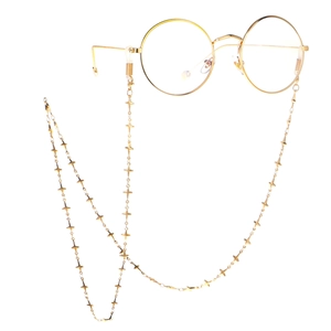 Fashion Gold Metal Glasses Chain Star Link Anti Slip Eyewear Lanyard For Sunglasses With Adjustable Silicone Loops