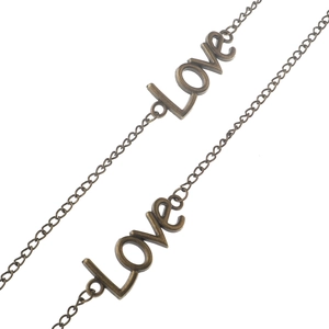 Chaîne à lunettes punk en bronze avec pendentif lettre Love fait main pour bijoux