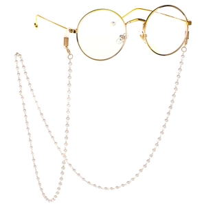 Elegant Faux Artificial Pearl Glasses Chain Metal Beaded Eyewear Strap Anti-Slip Handmade Glasses Lanyard For Women