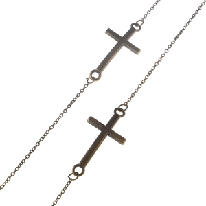 Vintage bronze cross chain accessory for sunglasses and eyewear with dual linked charms