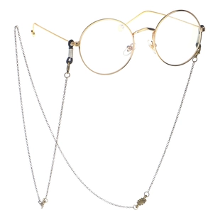 Vintage round gold glasses with sunflower pendant anti-slip chain accessory for women