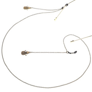 Vintage bronze eyewear chain with snowman charms and non-slip rubber loops for glasses