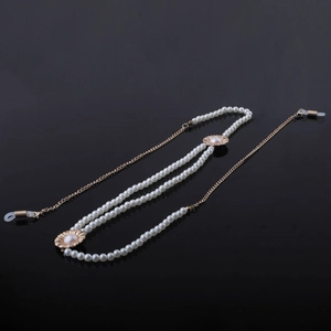 Chaîne De Lunettes Élégante Avec Künstliche Perles Artificielles Et Décor De Fleurs En Alliage Métallique Cordon Anti-Glissement