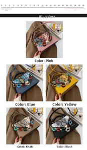 Detailed collection of five snakeskin pattern crossbody bags with colorful acrylic chains
