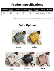 Tableau des tailles détaillé et dimensions pour le sac à bandoulière minimaliste en PU