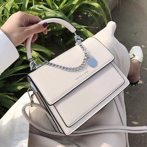 Sac À Bandoulière Pour Femmes En Cuir PU Petit Sac À Main Carré Avec Décoration De Chaîne Argentée Pendentif Rond Mode