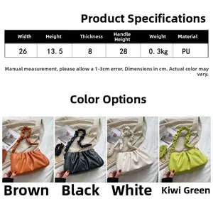 Size specifications and material detail for the ruched faux leather hobo cloud bag