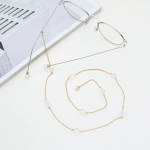 Chaîne Lunettes Perlée Alliage Cristal Künstliche Perle Cordon Anti-Perte Pour Femmes Lunettes De Soleil De Lecture Accessoire Mode