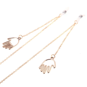 Anti-Slip Glasses Chain Gold Metal Hollow Palm Charm Eyewear Lanyard Fashion Decorative Sunglasses Strap For Women