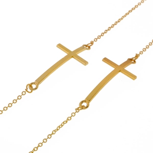 Chaîne De Lunettes Antidérapante En Cuivre Métal Cordon Lunettes Doré Pendentif Croix Rétro Lanière Pour Femmes