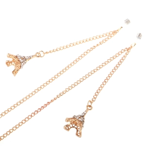 Anti Slip Glasses Chain Gold Plated Metal Eiffel Tower Rhinestone Eyewear Lanyard Strap Fashion Accessory For Women