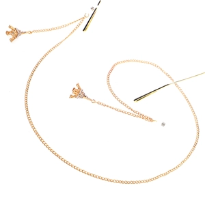 Golden anti-slip eyewear chain with rhinestone Eiffel Tower charms for fashion glasses