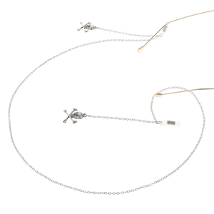 Silberne Punk-Brillenkette mit Totenkopf und Kreuzanhängern für Sonnenbrillen