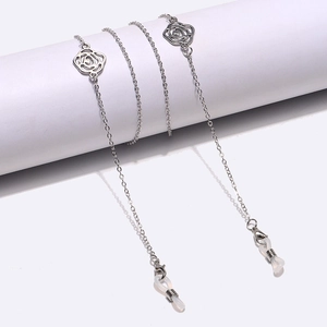 Chaîne De Lunettes Élégante En Métal Avec Pendentif Rose Creux Cordon Anti Glisse Pour Lunettes De Soleil Pour Femme