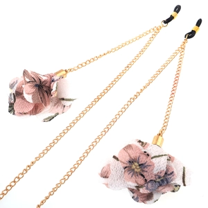 Retro Floral Fabric Metal Glasses Chain Sunglasses Lanyard Fashion Eyewear Strap Decorative Anti-Slip For Women