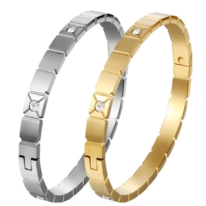 Bracelets en acier inoxydable doré 18K et argent avec pierres de zircone cubique