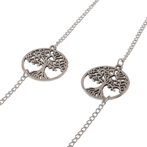 Silver Tree of Life eyewear chain and necklace with intricate hollow metal pendants