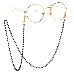 Fashion Black Beaded Glasses Chain Anti-Slip Eyewear Strap Metal Acrylic Crystal Beads Cord Holder For Women Men