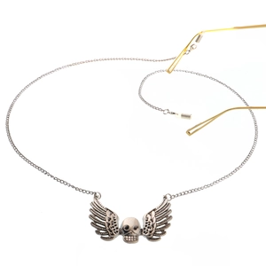 Chaîne De Lunettes Pendentif Crâne Ailé Alliage Antidérapant Gothique Punk Cordon Porte Lunettes Femmes Hommes