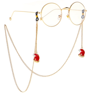 Christmas Santa Hat Eyeglass Chain For Women Gold Metal Sunglasses Strap Holder Rhinestone Star Pendant Festive Glasses Lanyard