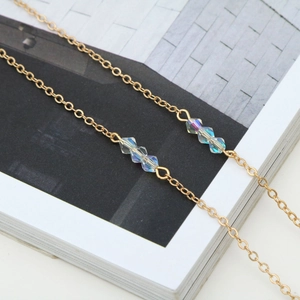 Rhombus Crystal Beads Glasses Chain Gold Metal Anti Slip Eyewear Strap Colorful AB Glass Sunglasses Holder Fashion Cord