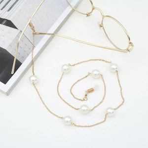 Elegant Glasses Chain Eyewear Strap Alloy With Faux Artificial Pearl Decorative Anti-Slip Hanging Cord Retro Accessory For Women