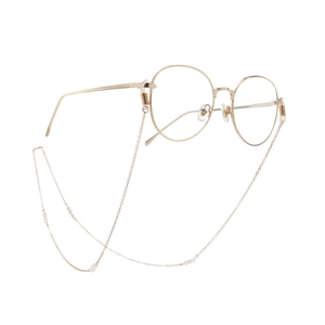 Golden eyeglass chain with AB diamond crystal beads on fine O-link chain necklace