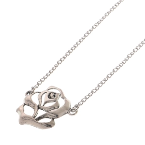 Punk style eyewear chain with vintage hollow silver rose pendant and thin O-chain