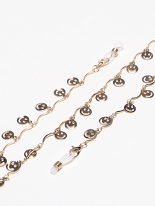 Goldene gewellte Brillenkette mit Smiley-Anhängern aus Metall und Silikonschlaufen