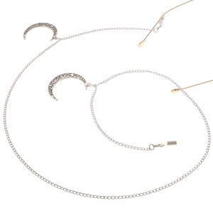 Retro Hollow Moon Eyeglasses Chain Antique Silver Alloy Filigree Crescent Pendant Non-slip Sunglasses Strap For Women